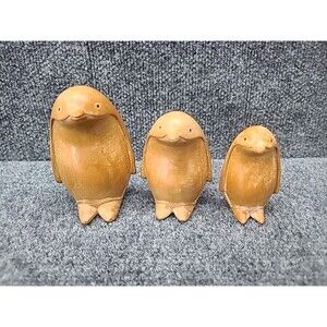 Vintage Wooden penguin Family Set Of 3